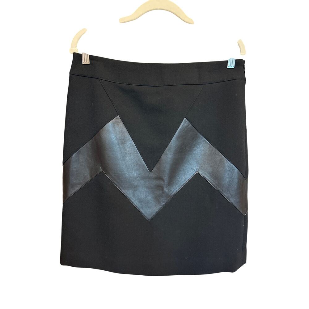 per se | 100% Wool & Leather Black Skirt | 8